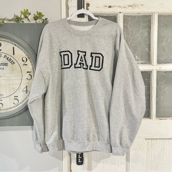 Men's New Dad Casual Gray Long Sleeve Crew Neck - Picture 1 of 4
